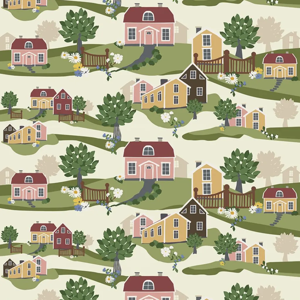 Arvidssons textil Gardintyger Mönstrade|Arvidssons Textil|Katthult gul-grön tyg
