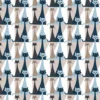 Arvidssons textil Gardintyger Mönstrade|Arvidssons Textil|Kitty blå tyg med retro katter