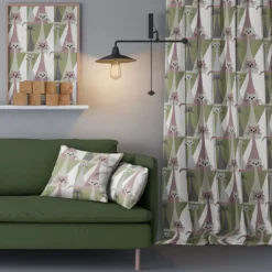Arvidssons textil Gardiner Mönstrade|Kitty rosa gardiner med retro katter