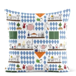 Arvidssons textil Mönstrade Kuddfodral|Köket blå kuddfodral