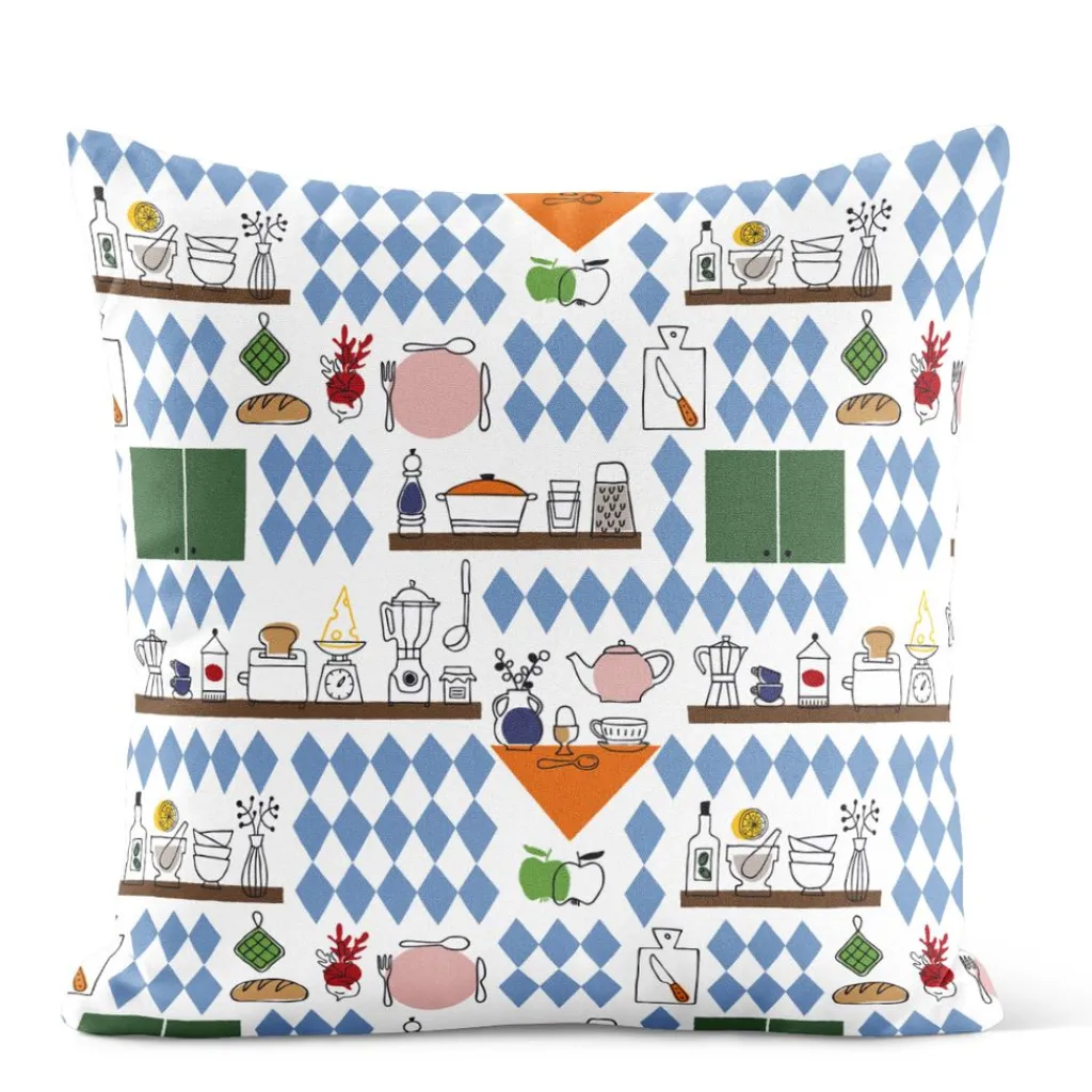 Arvidssons textil Mönstrade Kuddfodral|Köket blå kuddfodral