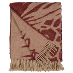 Almedahls Ullplädar|Kotteri vinröd-beige ullpläd -