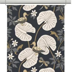 Arvidssons textil Panelgardiner|Kärrleken mörkblå panelgardiner med naturskönt motiv