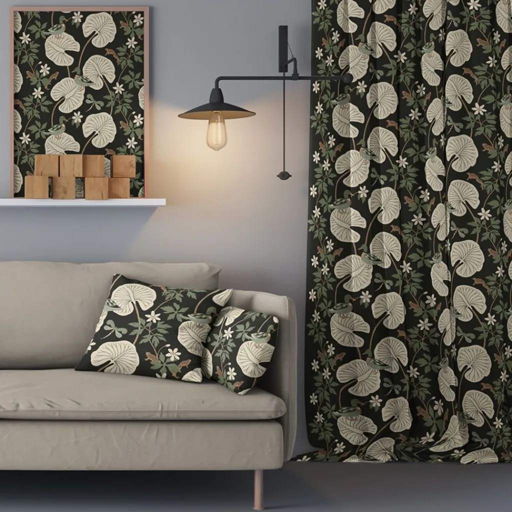 Arvidssons textil Gardintyger Mönstrade|Arvidssons Textil|Kärrleken svart tyg