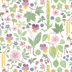Arvidssons textil Gardintyger Mönstrade|Arvidssons Textil|Kungsljus multi – blommigt tyg med nordisk flora