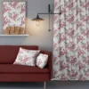 Arvidssons textil Gardintyger Mönstrade|Rea Gardintyger|Kurbits beige-röd tyg med dalahästar