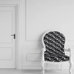 Arvidssons textil Mönstrade Möbeltyger|Kurbits mini svart-grå jacquardtyg med dalahästar