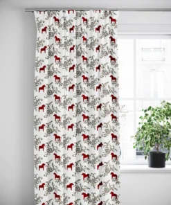 Arvidssons textil Gardiner Mönstrade|Julgardiner|Kurbits röd-grön gardiner med dalahästar