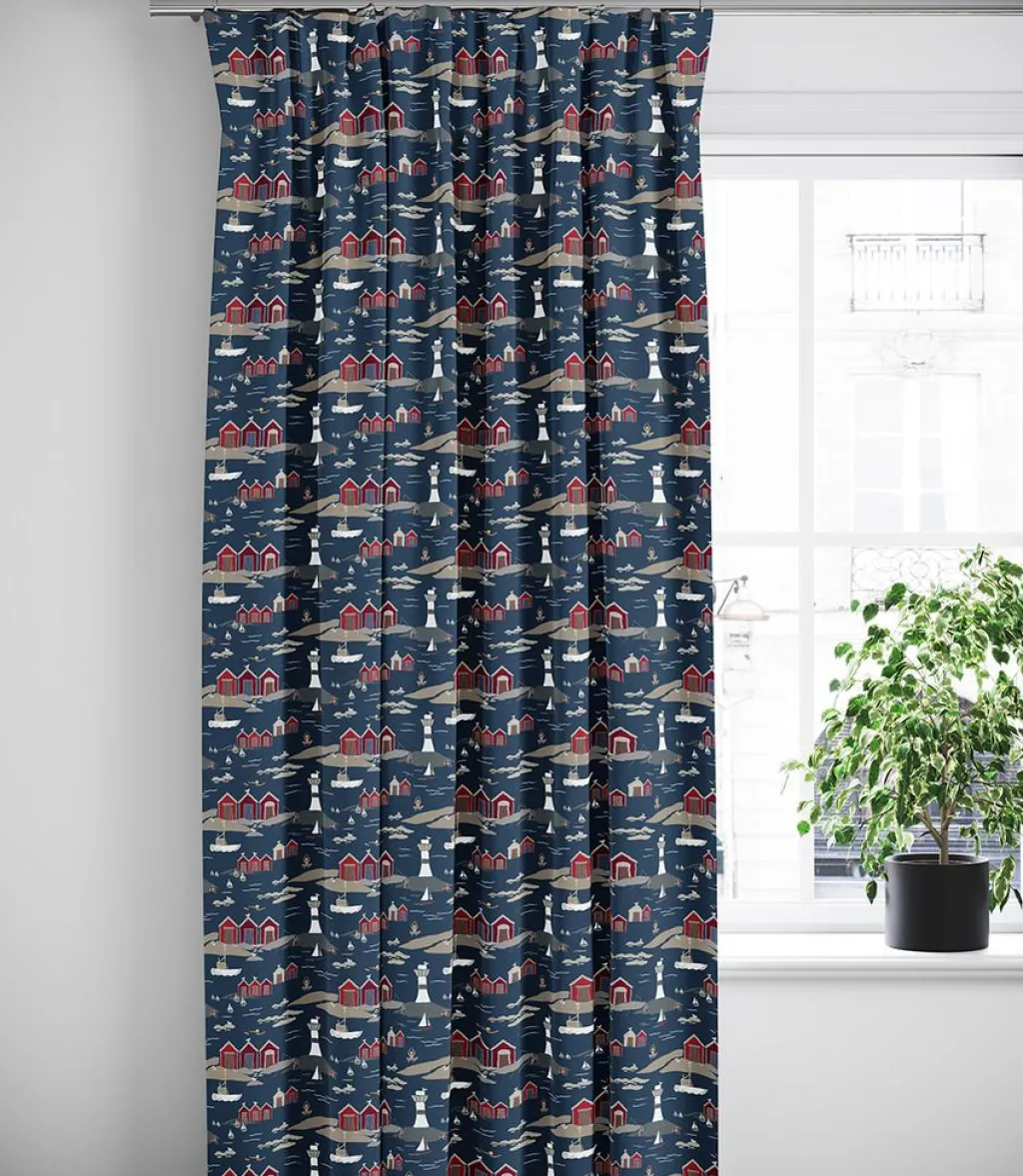 Arvidssons textil Gardiner Mönstrade|Kust blå gardiner