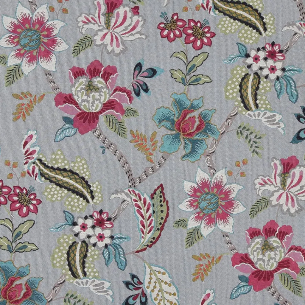 Arvidssons textil Blommiga Möbeltyger|Mönstrade Möbeltyger|Kyma grå möbeltyg
