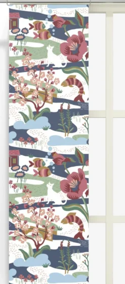 Arvidssons textil Panelgardiner|Landet bubblar blå-rosa panelgardiner