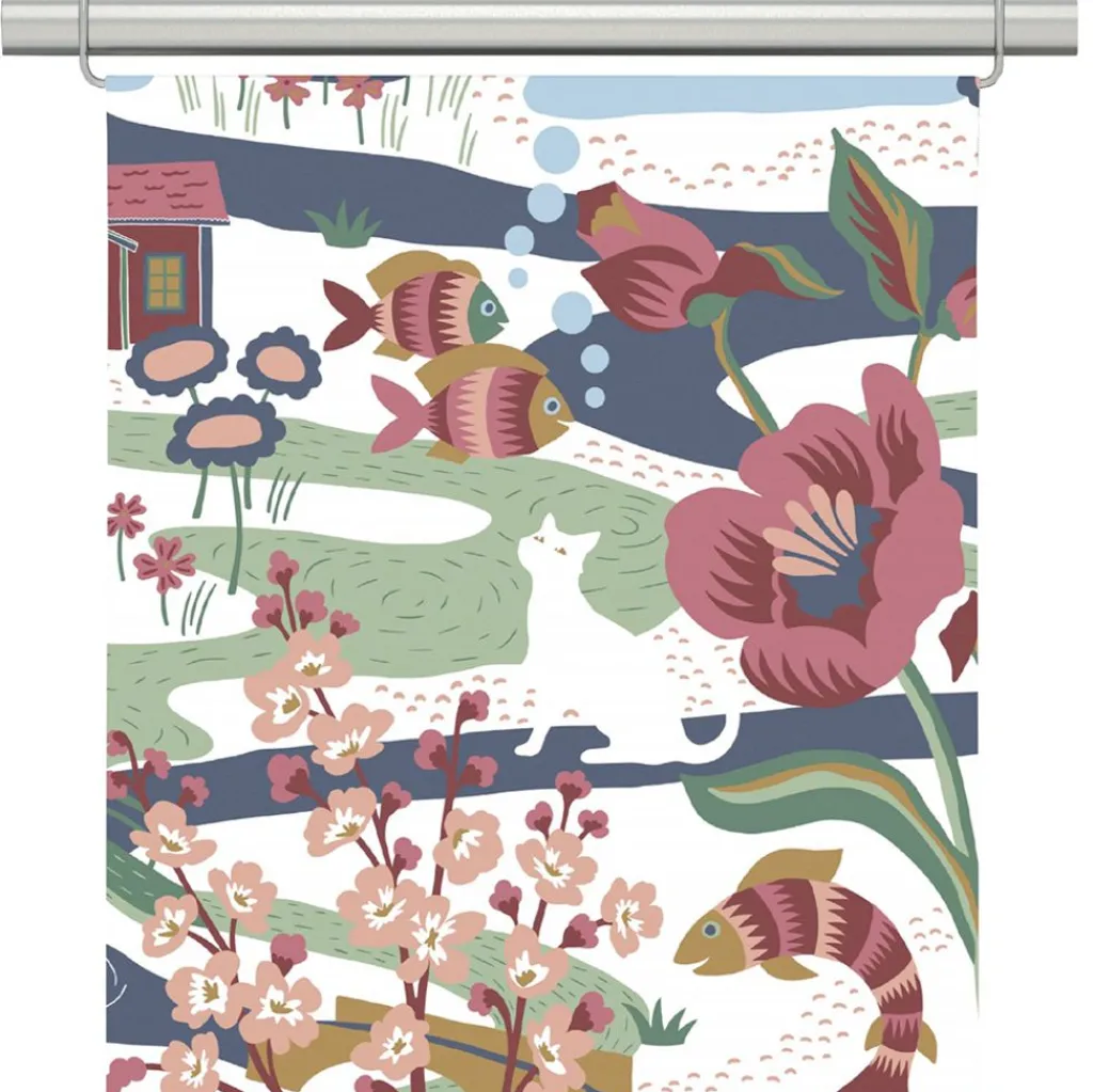 Arvidssons textil Panelgardiner|Landet bubblar blå-rosa panelgardiner