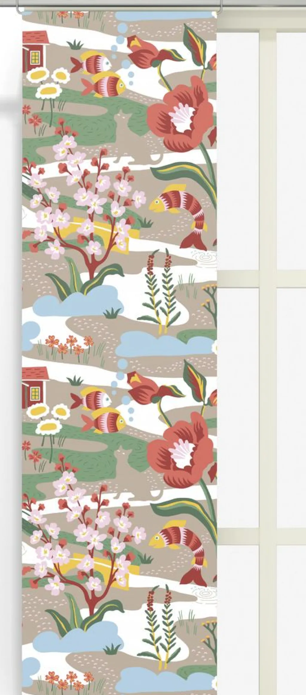 Arvidssons textil Panelgardiner|Landet bubblar orange-beige panelgardiner