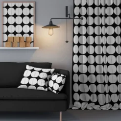 Arvidssons textil Gardiner Mönstrade|Lane svart-vit gardiner