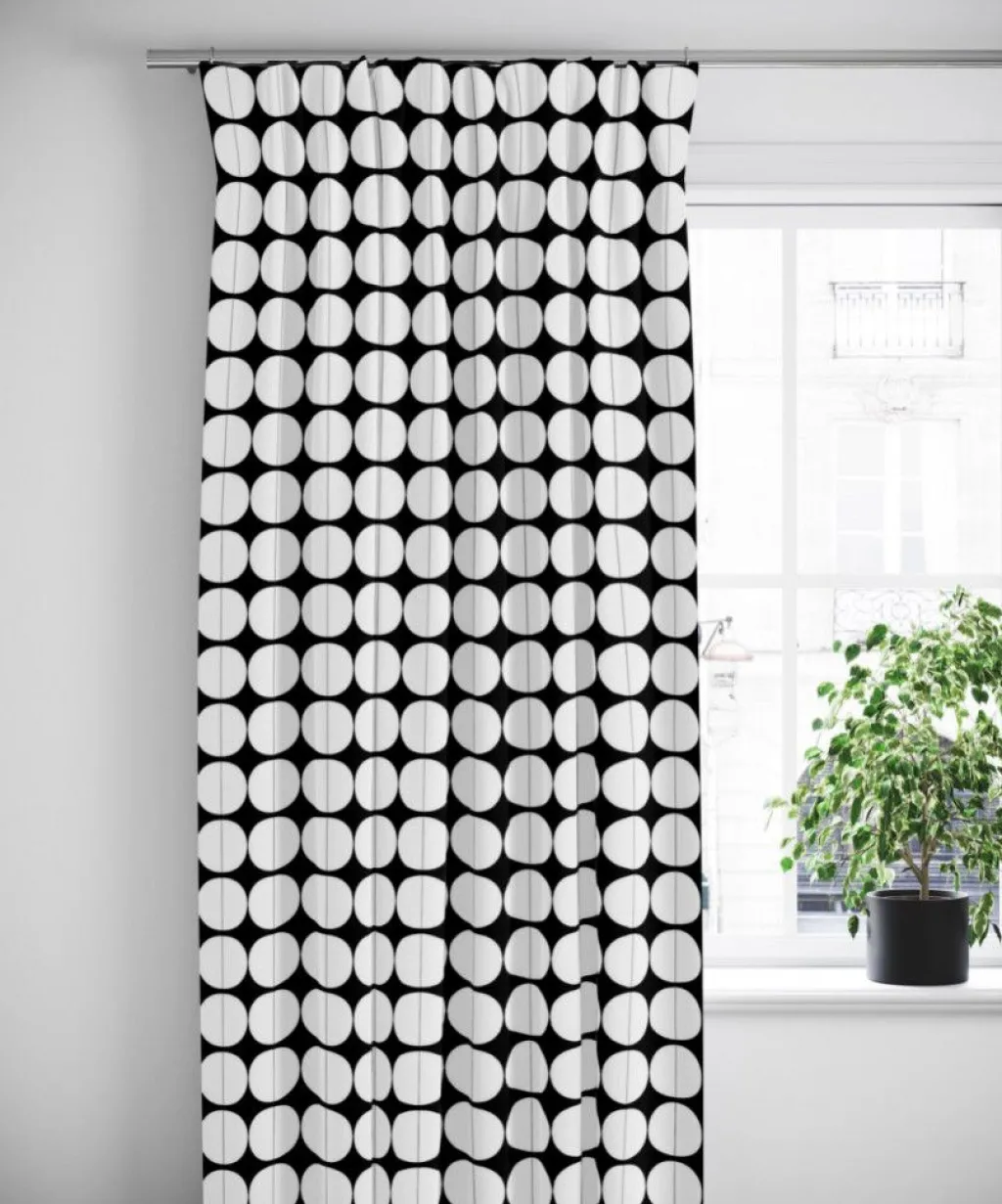 Arvidssons textil Gardiner Mönstrade|Lane svart-vit gardiner