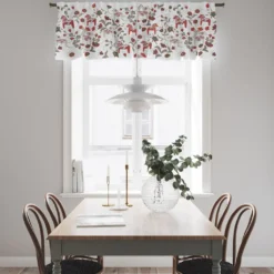 Arvidssons textil Gardinkappor Mönstrade|Julgardiner|Leksand bård vit-röd gardinkappa metervara med traditionellt dalahästtryck