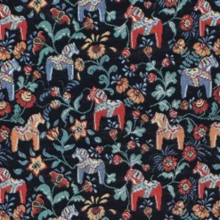 Arvidssons textil Blommiga Möbeltyger|Mönstrade Möbeltyger|Leksand mini svart jacquard