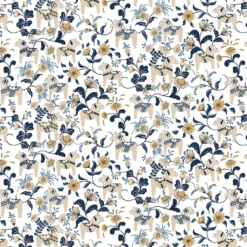 Arvidssons textil Gardintyger Mönstrade|Arvidssons Textil|Leksand mörkblå tyg med traditionellt dalahästtryck