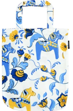 Arvidssons textil Tygkasse|Leksand Sverige tygkasse med traditionellt dalahästmönster