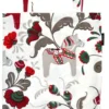 Arvidssons textil Tygkasse|Leksand vit-röd Tygkasse med traditionellt dalahästmönster