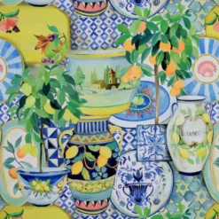 Gardintyger Mönstrade|Lemon tile tyg