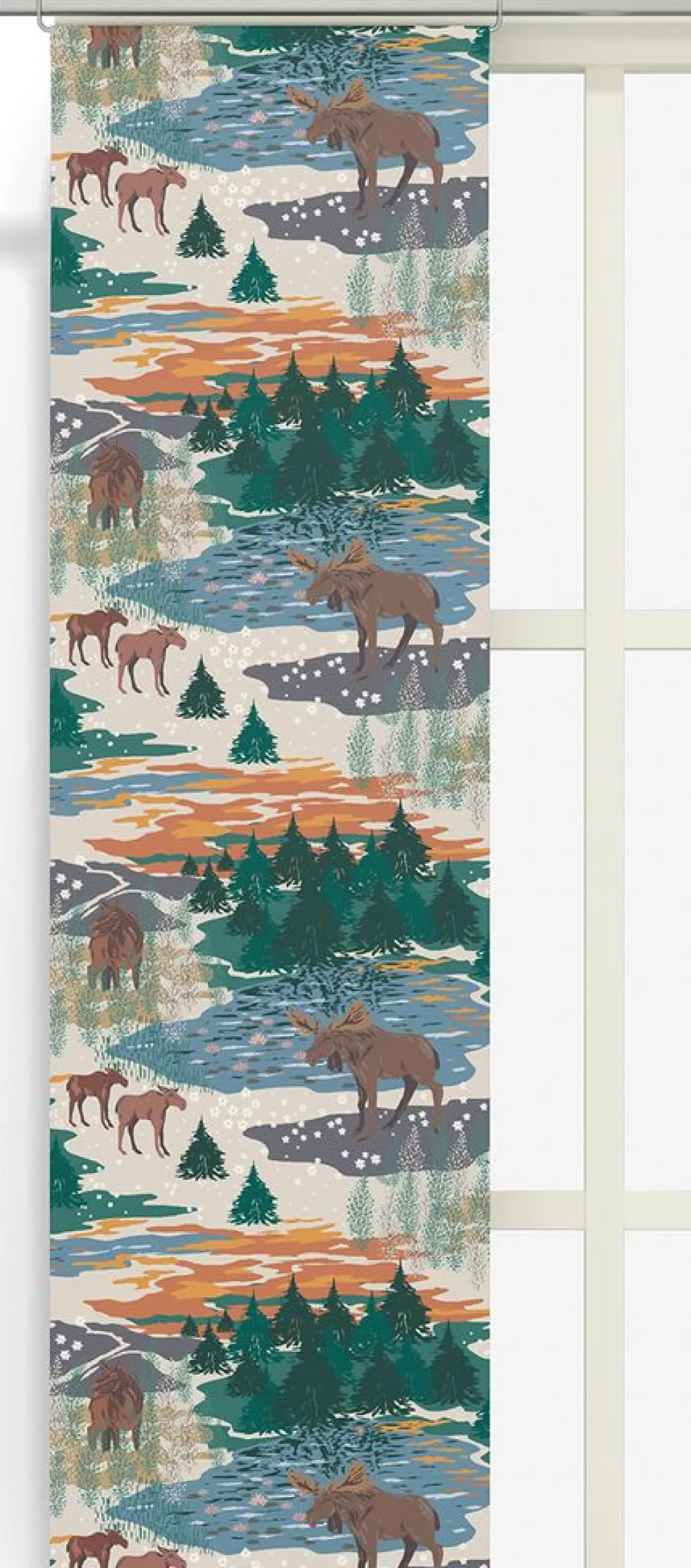 Arvidssons textil Panelgardiner|Älgrike beige/grön - panelgardiner