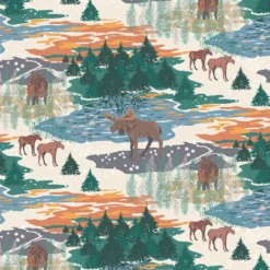Arvidssons textil Gardintyger Mönstrade|Arvidssons Textil|Älgrike beige/grön - tyg