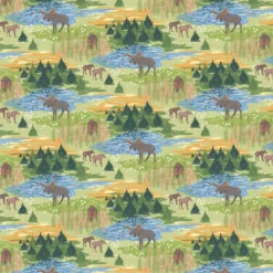 Arvidssons textil Gardintyger Mönstrade|Arvidssons Textil|Älgrike grön tyg – Grön Tyg med Älgar och Skog