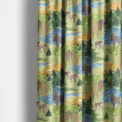 Arvidssons textil Gardintyger Mönstrade|Arvidssons Textil|Älgrike grön tyg – Grön Tyg med Älgar och Skog