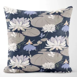 Arvidssons textil Mönstrade Kuddfodral|Lily blå-beige kuddfodral