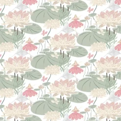 Arvidssons textil Gardintyger Mönstrade|Arvidssons Textil|Lily rosa-grön tyg