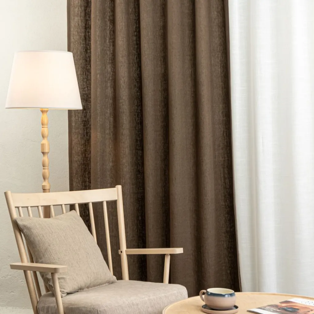 Nordisk Textil Linnetyger|Linnegardiner|Linnegardiner Verone Brun