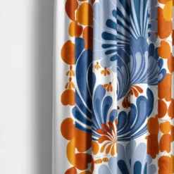 Arvidssons textil Arvidssons Textil|Lisette blå/orange tyg - stormönstrat i retrostil