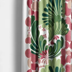 Arvidssons textil Gardiner Mönstrade|Lisette grön/rosa gardiner - med dekorativt retrotryck