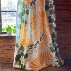 Arvidssons textil Gardiner Mönstrade|Lisette gul gardiner - i retrostil