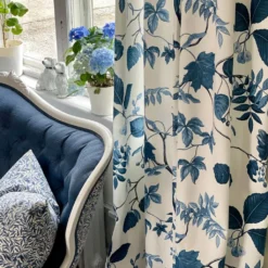 Arvidssons textil Gardiner Mönstrade|Liv blå gardiner