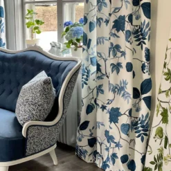 Arvidssons textil Gardiner Mönstrade|Liv blå gardiner