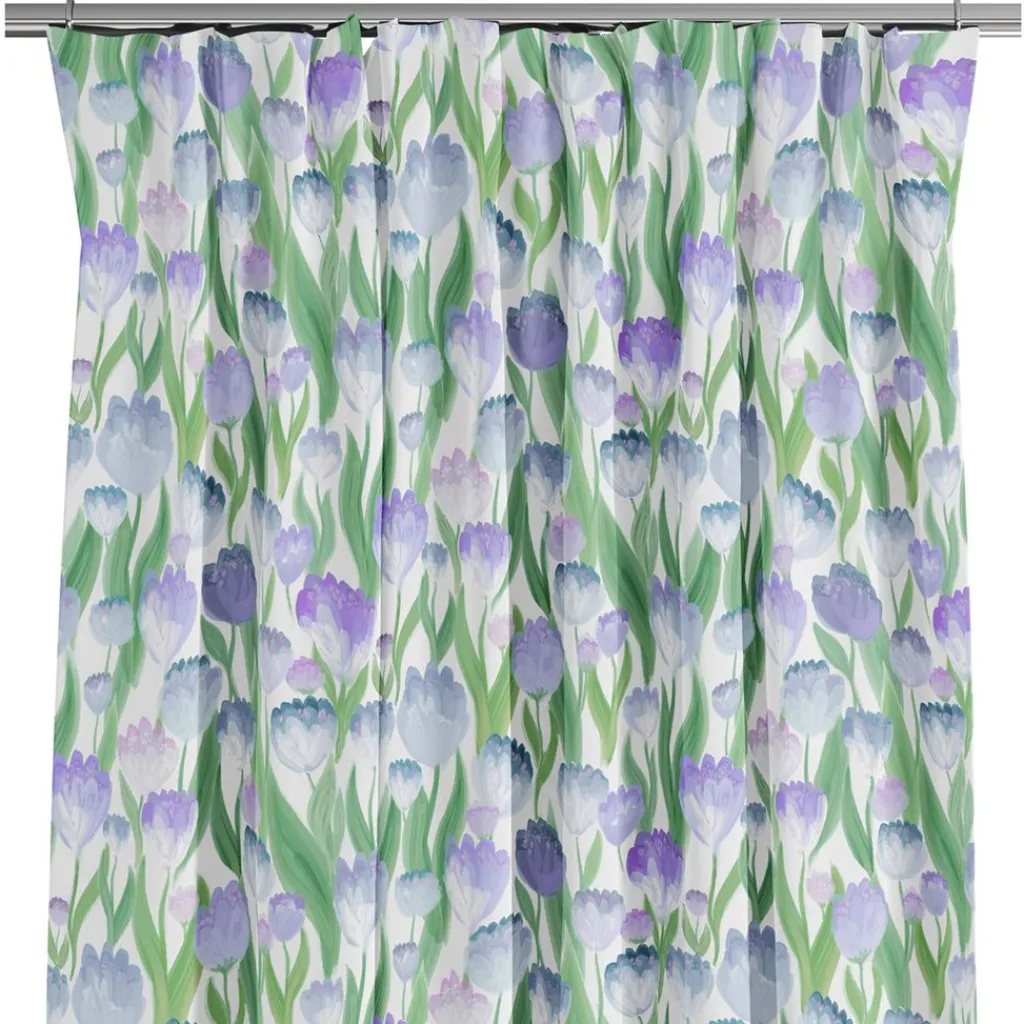 Arvidssons textil Gardiner Mönstrade|Ljuvligt blå – blommiga gardiner i mjuka blå och lila toner