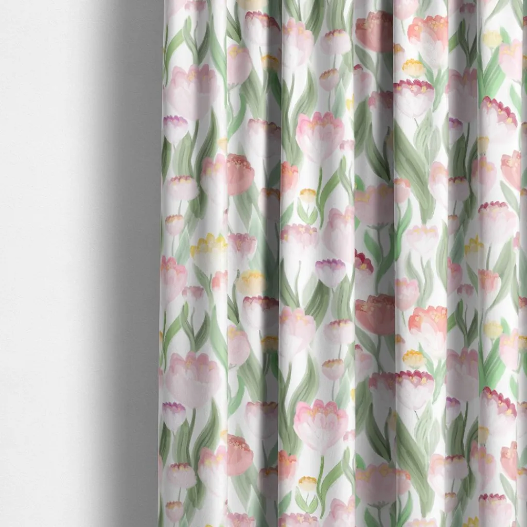 Arvidssons textil Gardiner Mönstrade|Ljuvligt rosa – blommiga gardiner i mjuka blå och lila toner