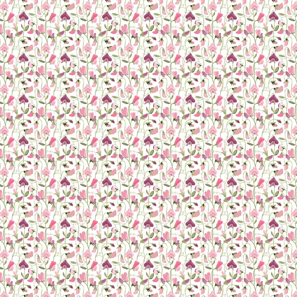 Arvidssons textil Gardintyger Mönstrade|Arvidssons Textil|Luktärt rosa – blommigt tyg med klättrande luktärter