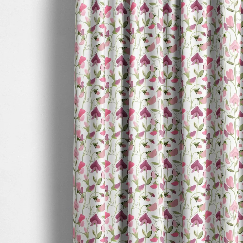 Arvidssons textil Gardintyger Mönstrade|Arvidssons Textil|Luktärt rosa – blommigt tyg med klättrande luktärter