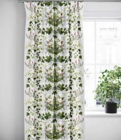 Arvidssons textil Gardiner Mönstrade|Julgardiner|Lövsång grön gardiner