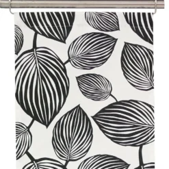 Arvidssons textil Panelgardiner|Lyckans blad vit-svart panelgardiner