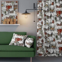 Arvidssons textil Gardiner Mönstrade|Julgardiner|Lyckeby röd gardiner