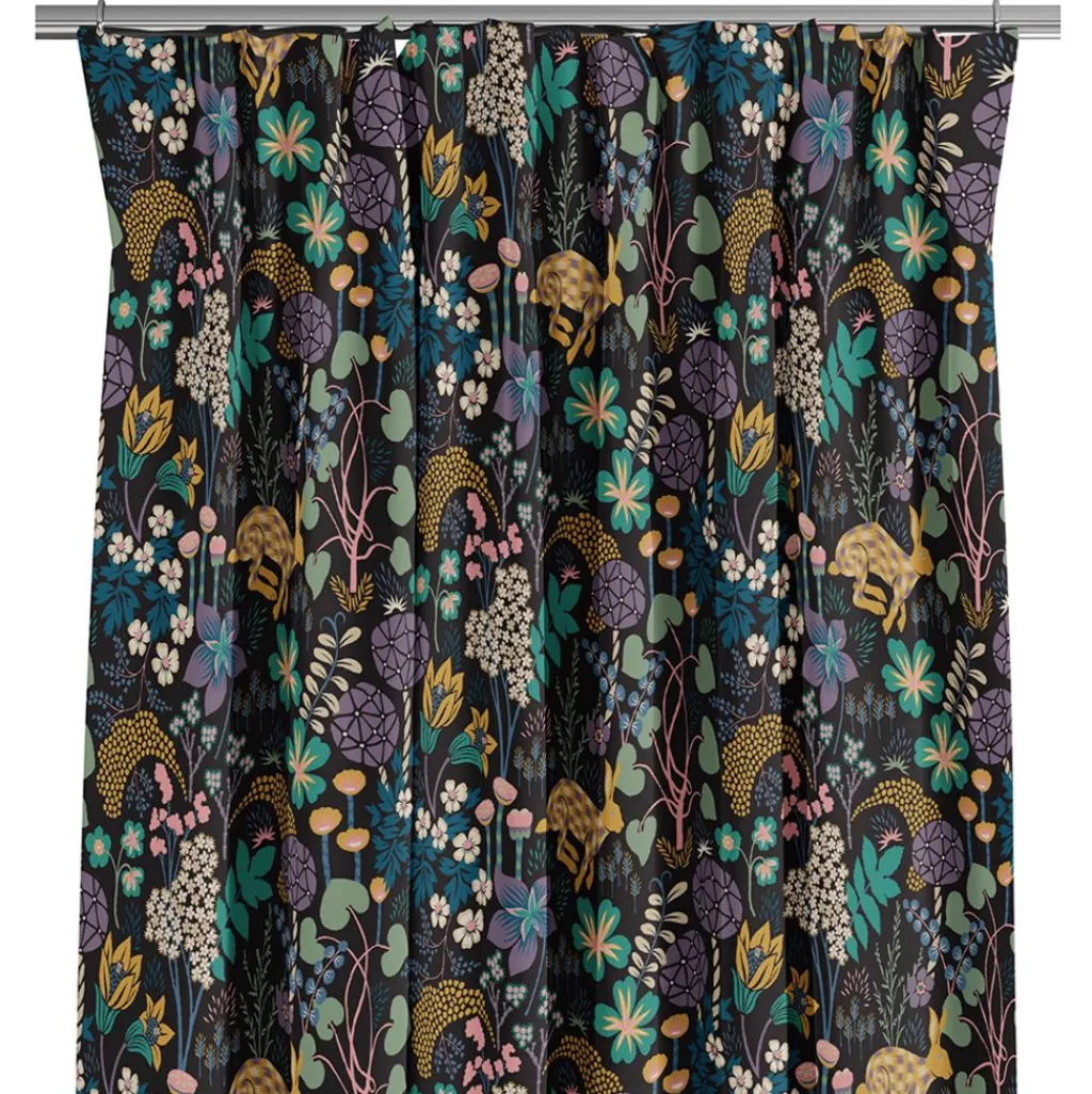 Arvidssons textil Gardiner Mönstrade|Lyckeflykt svart gardiner
