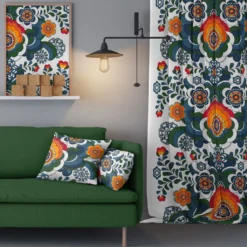 Nordisk Textil Gardiner Mönstrade|Maxi kurbits petrol-orange gardiner