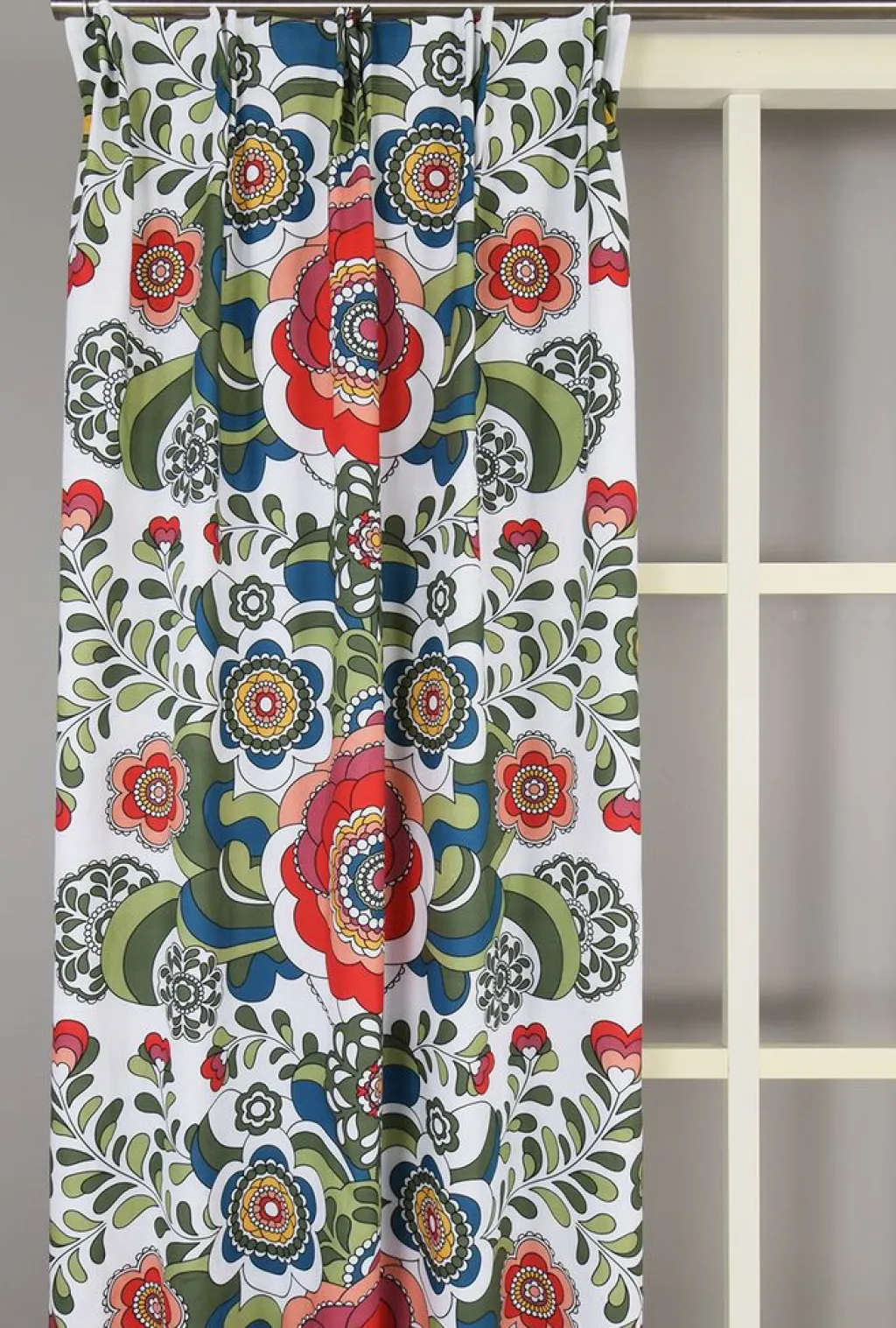 Nordisk Textil Gardiner Mönstrade|Maxi kurbits rosa-grön gardiner