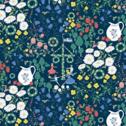 Arvidssons textil Tygkasse|Midsommardans blå tygkasse