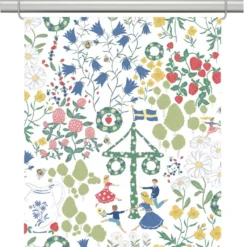 Arvidssons textil Panelgardiner|Midsommardans vit panelgardiner