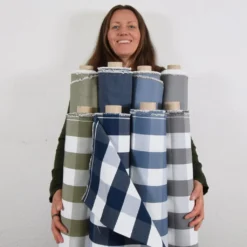 Nordisk Textil Rutiga Möbeltyger|Rutor & Ränder|Newton grön-vit storrutigt tyg